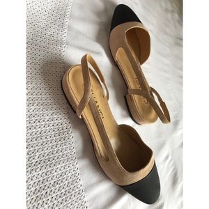 chanel cap toe slingback flats